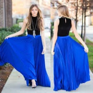 Zara royal blue side slit maxi skirt